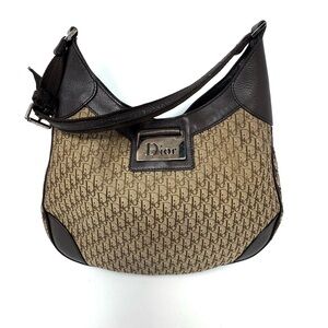 Christian Dior Vintage Monogram Hobo Brown Shoulder Bag